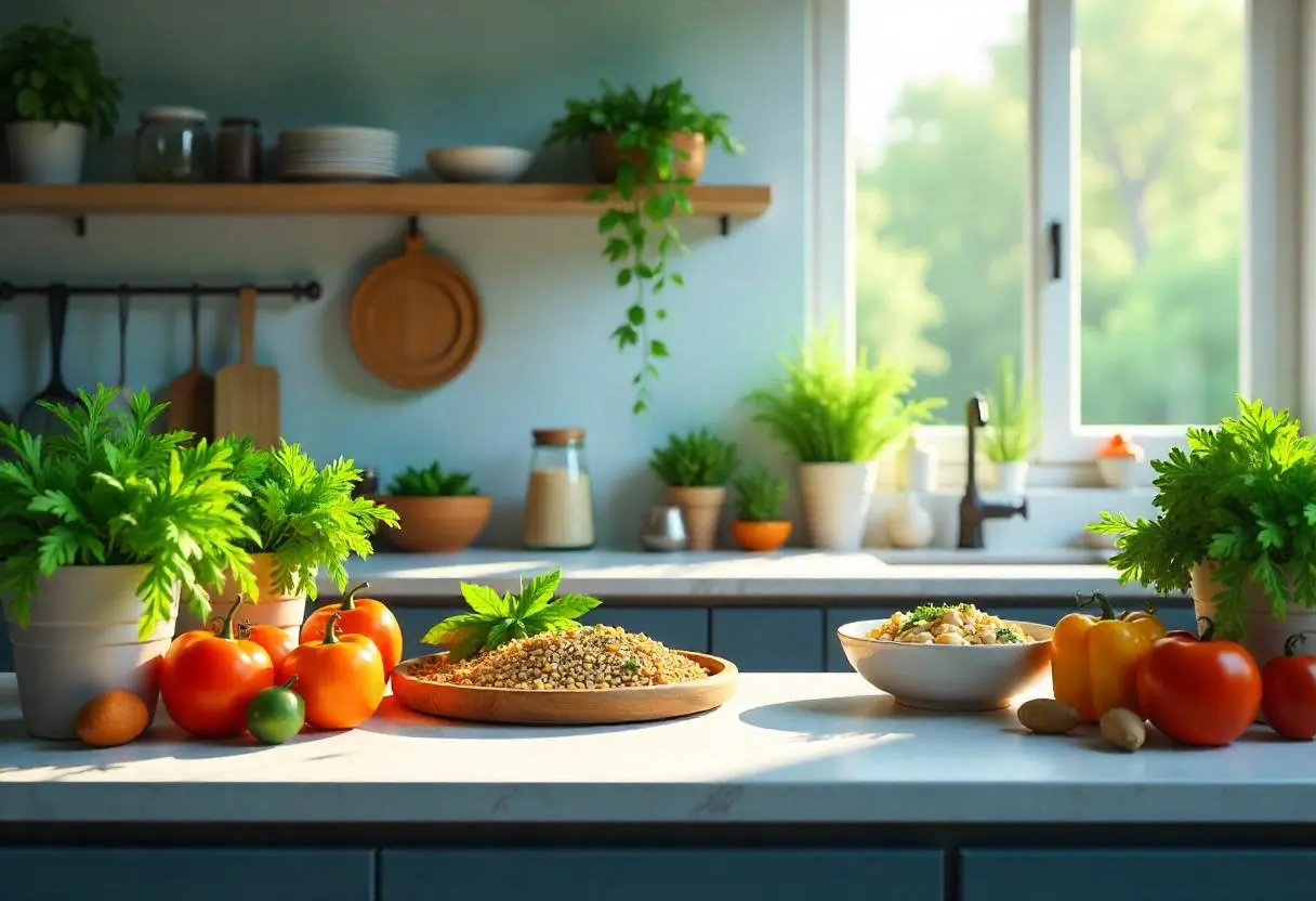 Delicious diabetic vegetarian recipes featuring colorful vegetables, legumes, and whole grains on a plate.